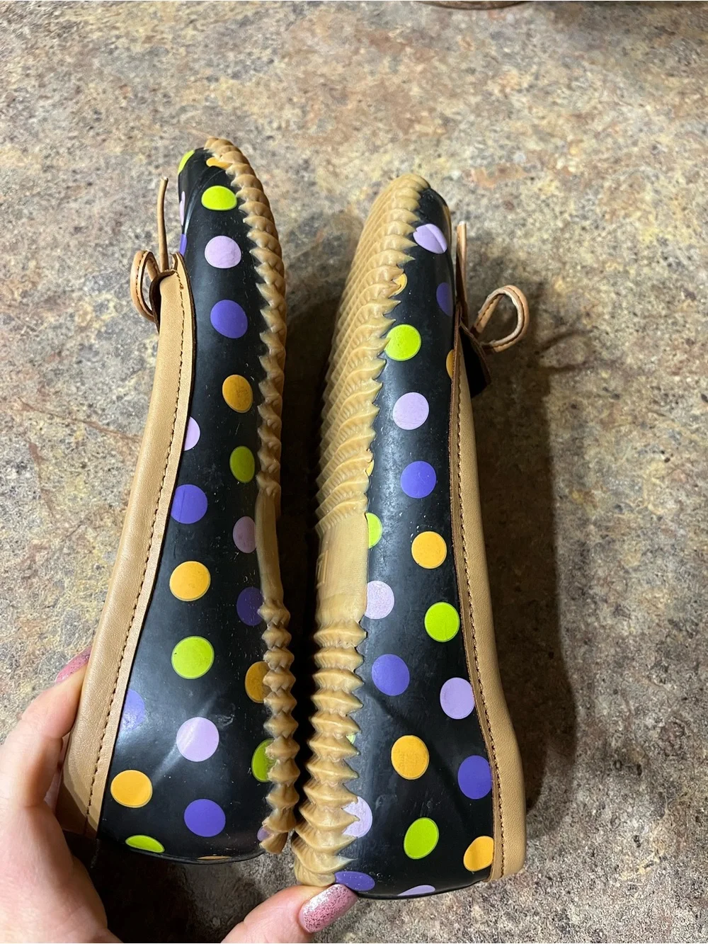 Chooka Big Dot Duck Skimmer Multi Women’s 7 Waterproof Polka Dot Ballet Flats